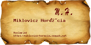 Miklovicz Horácia névjegykártya